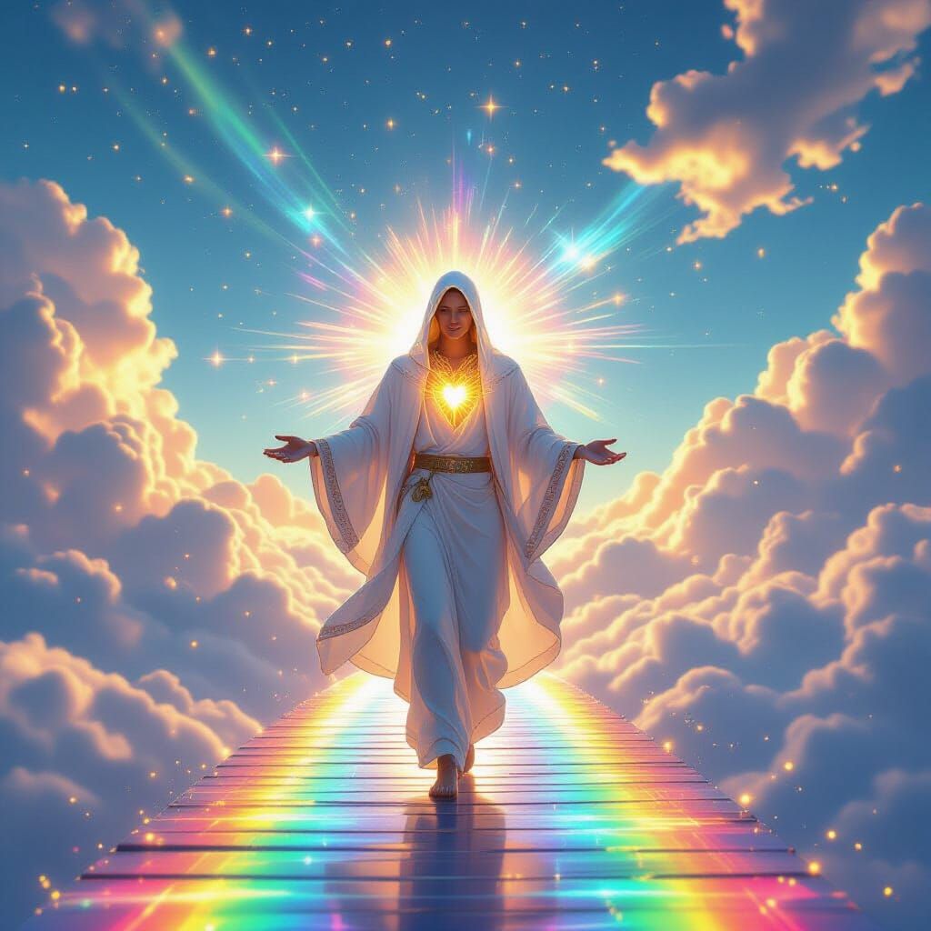 Rainbow Bridge Walker in Dreamlike Photorealism