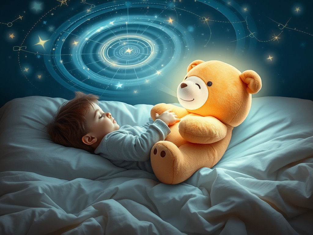 Magical Nighttime Scene with Glowing Plush Toy