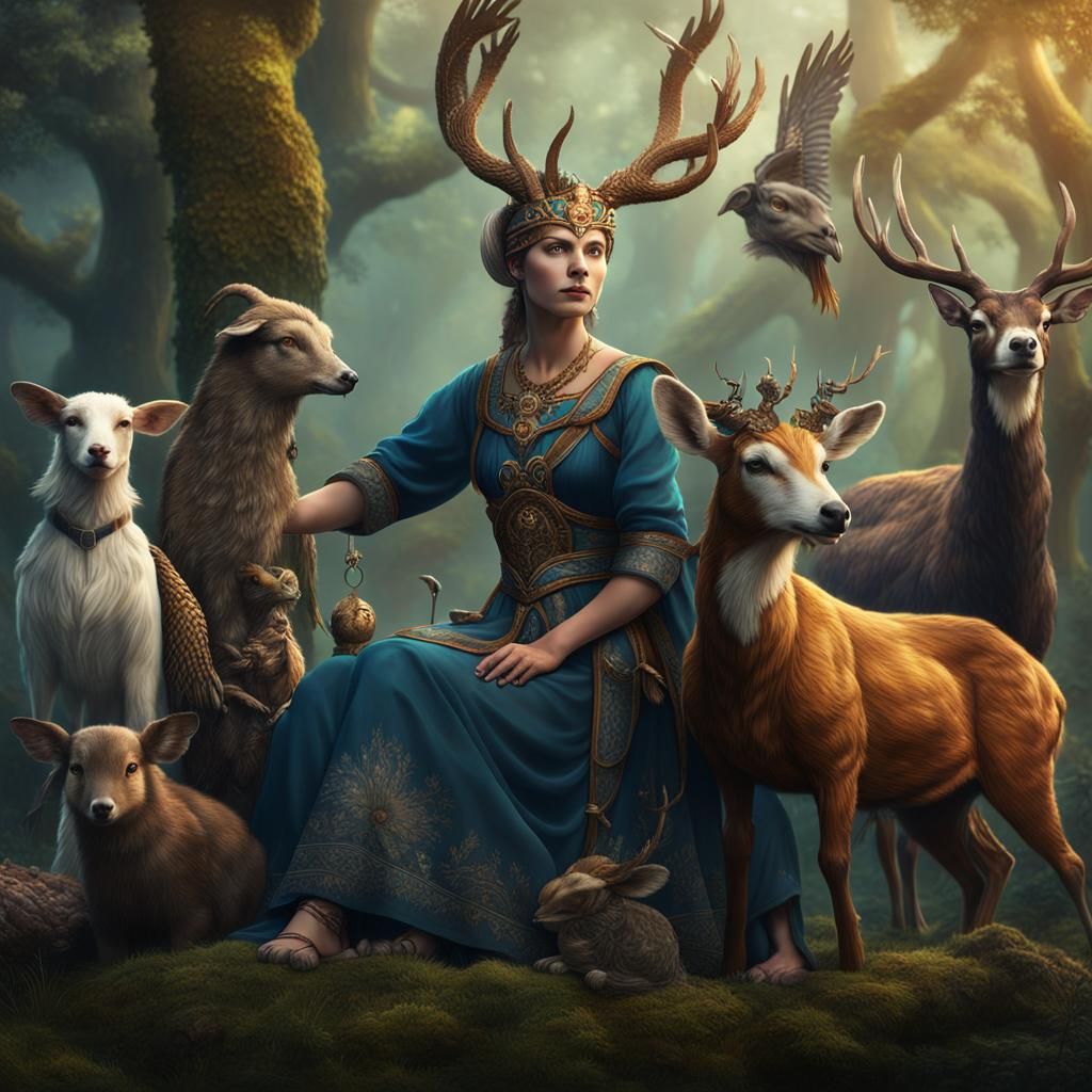 Artemis in Nature: Detailed Matte Painting