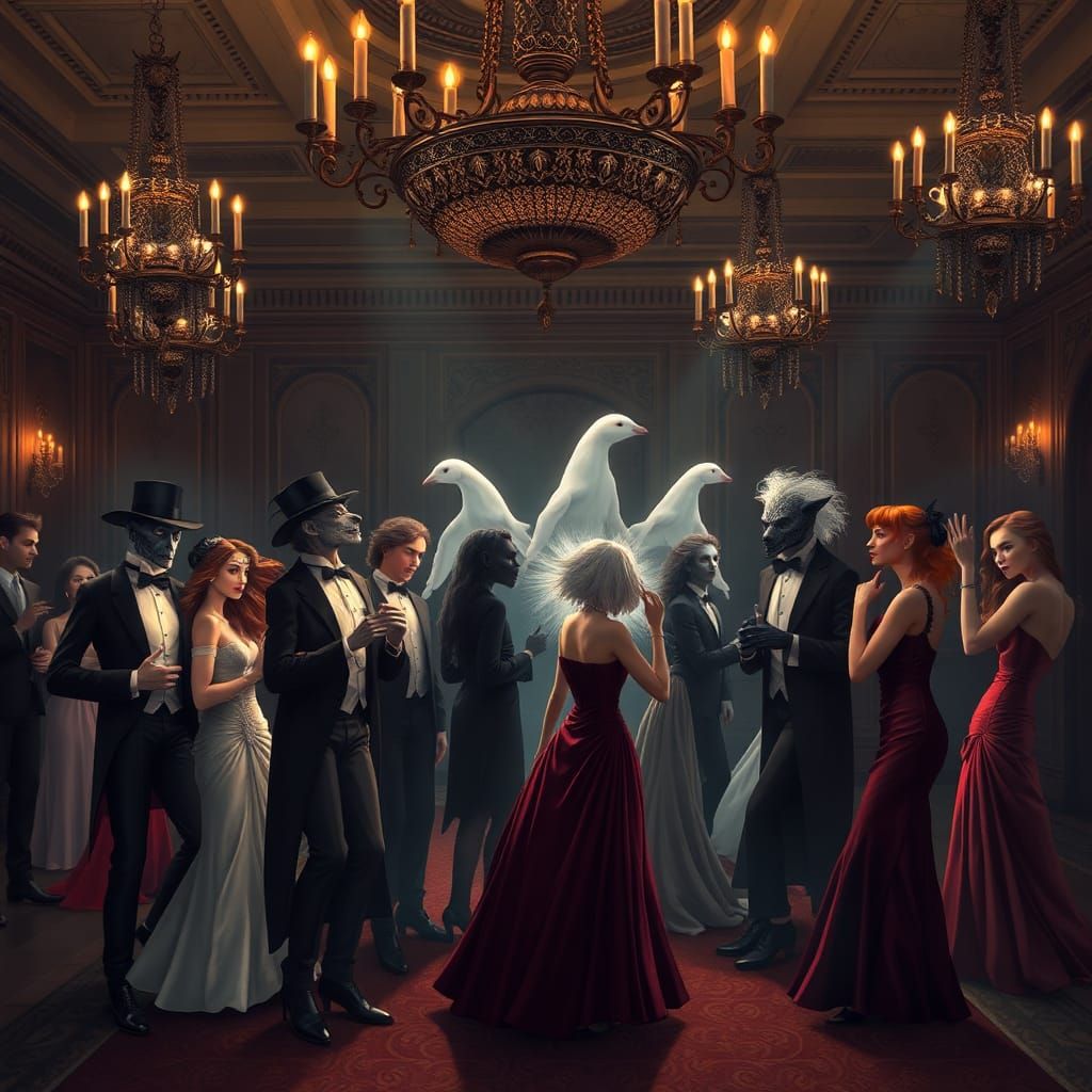 Elegant Monsters at a Formal Gathering