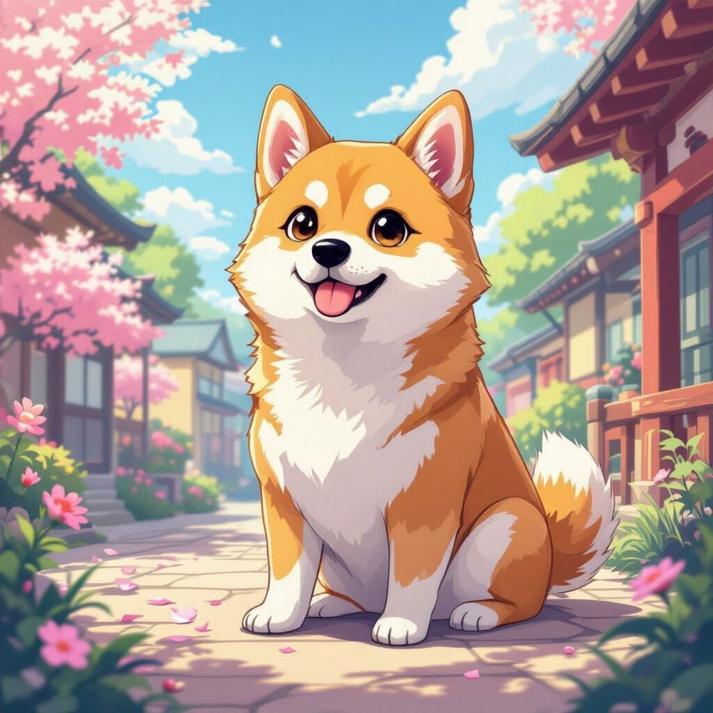 Adorable Doge in Vibrant Anime Style