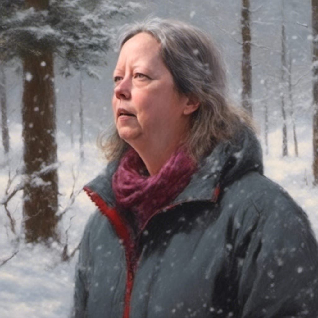 Snow Portrait of Longing in Winter Light