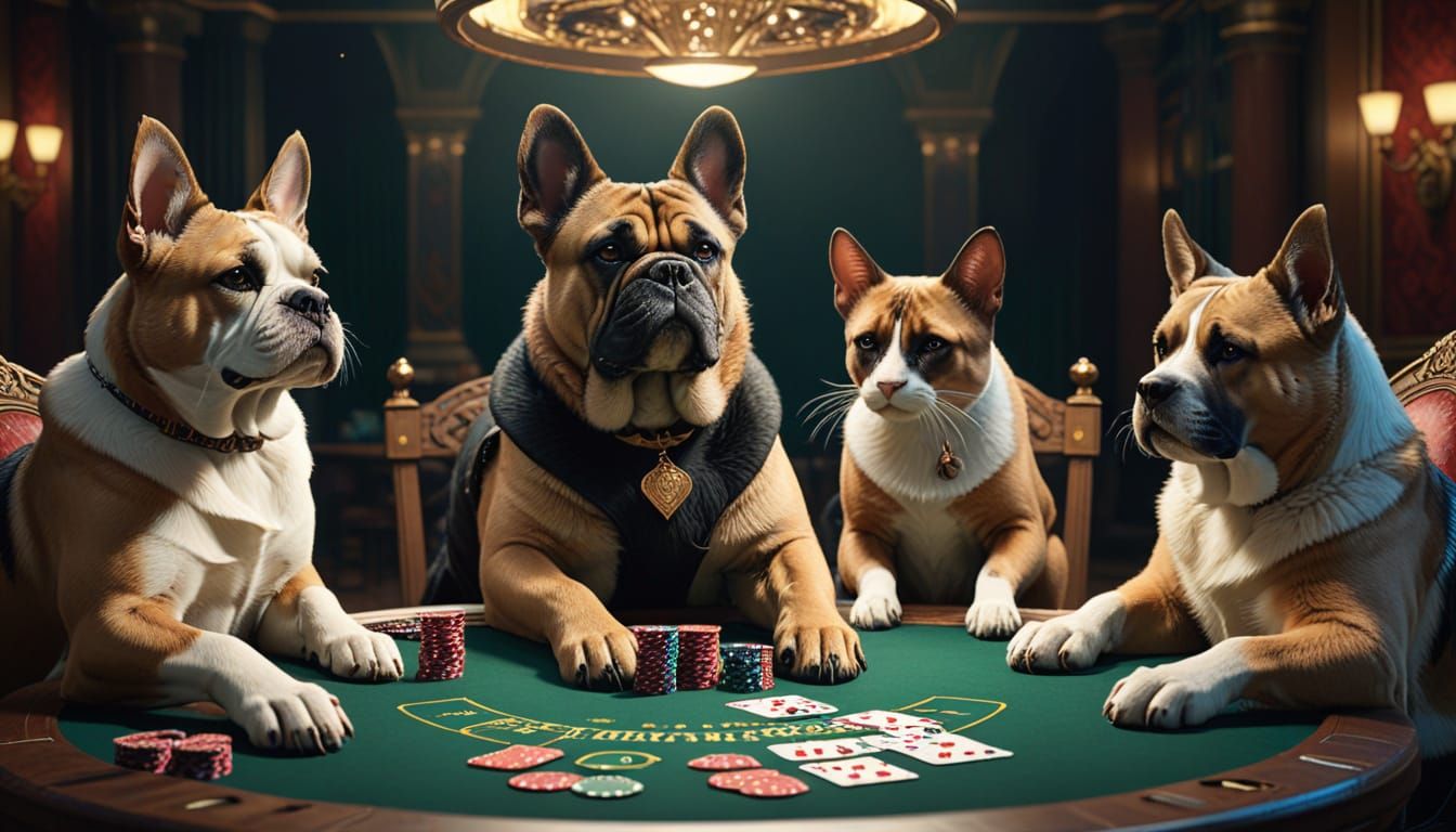 Animals Play Poker in Dynamic Splash Art Style