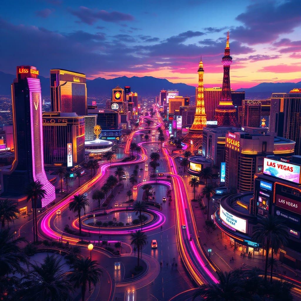 Futuristic Las Vegas Landscape at Dusk