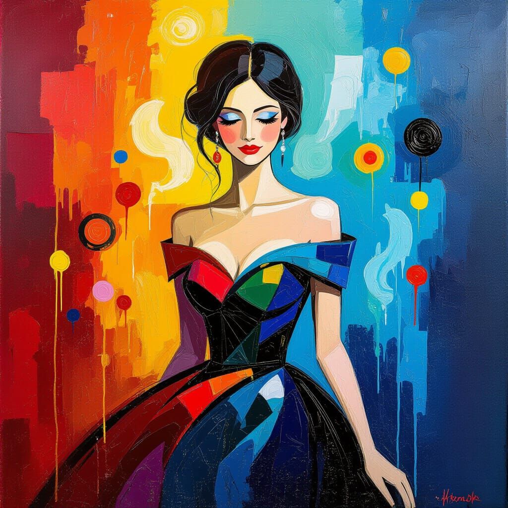 Surreal Woman Portrait with Swirling Colors