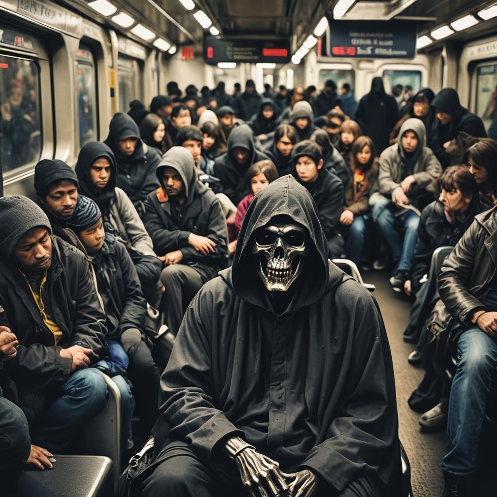 Grim Reaper on Subway: Urban Photography