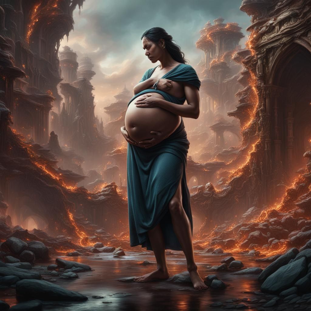 Pregnant Man in Labor: Detailed Fantasy Art