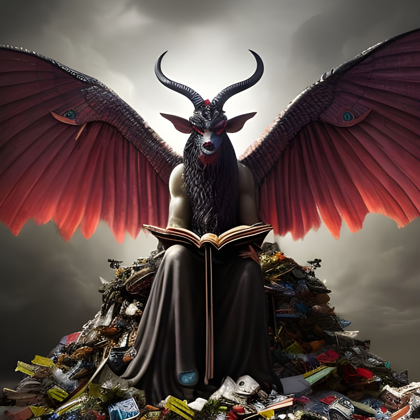 Detailed Baphomet Shrine Made of Recycled Trash