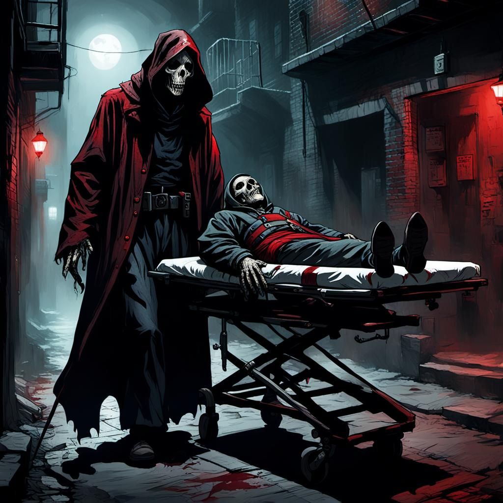 Grim Reaper Paramedic in Dark Fantasy Style