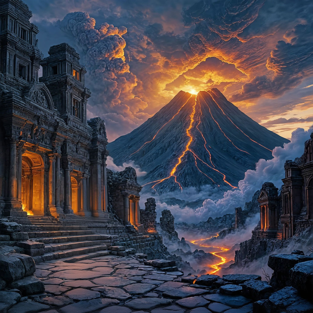 Volcanic Ruins: A Fusion of Architecture and Lava