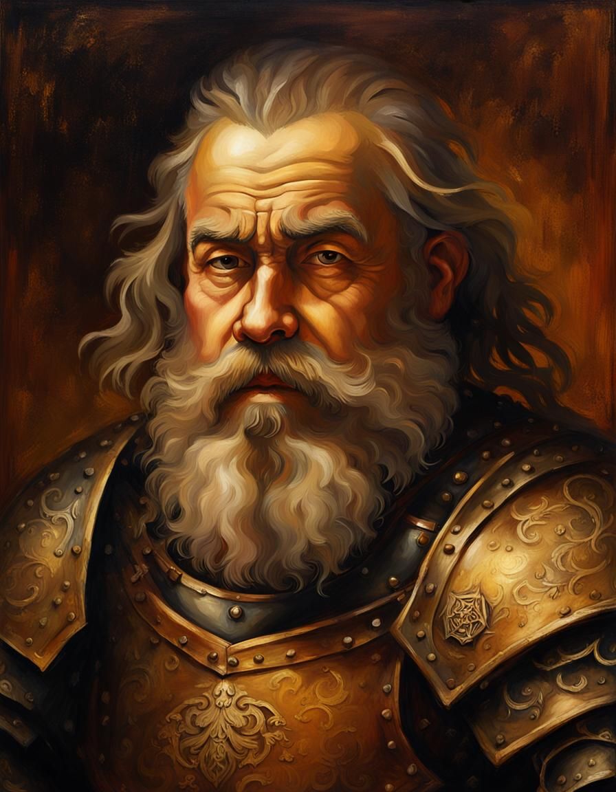 Dwarf Portrait in Sfumato Style with Leather Armor