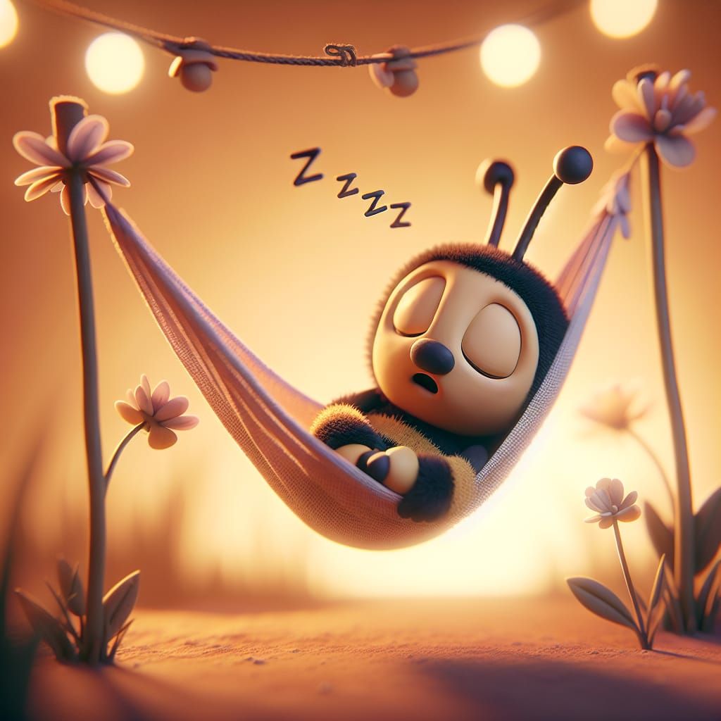 Sleepy Bee in Hammock: A Claymation Dreamscape