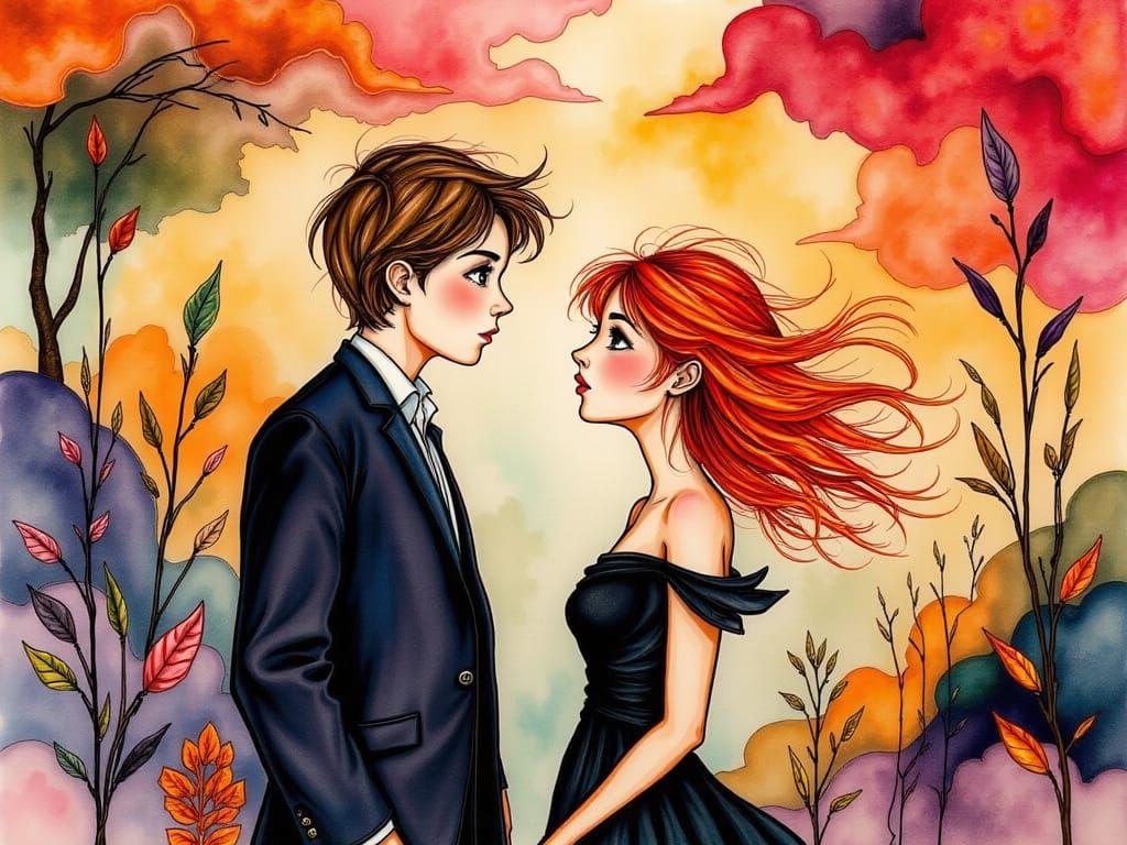 First Date in Bronx Restaurant, Alcohol Ink