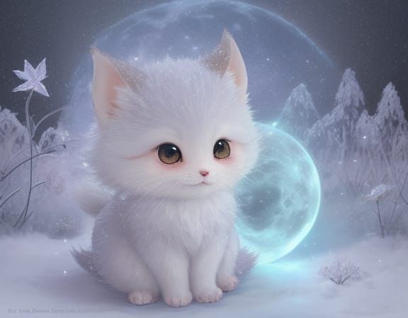 Whimsical Imp Illustration Glowing in Soft Moonlight