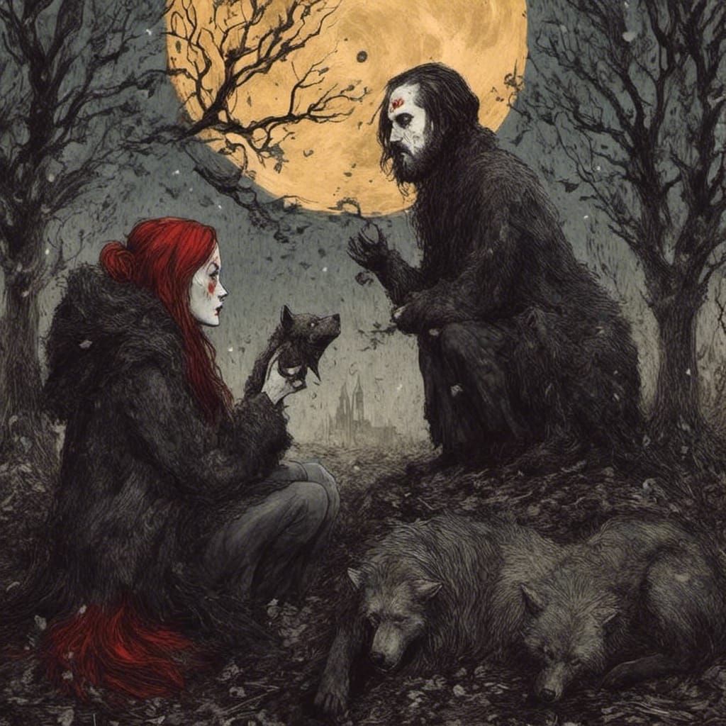 Gothic Lovers in Dark Enchanted Forest
