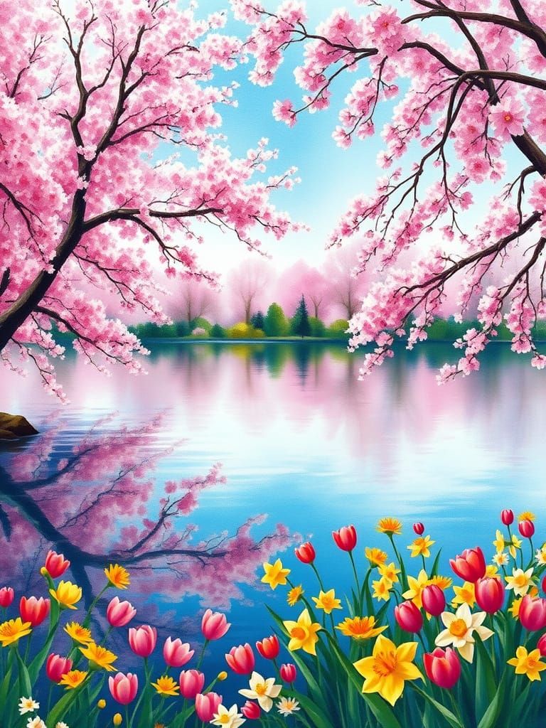 Cherry Blossoms in Soft Watercolor