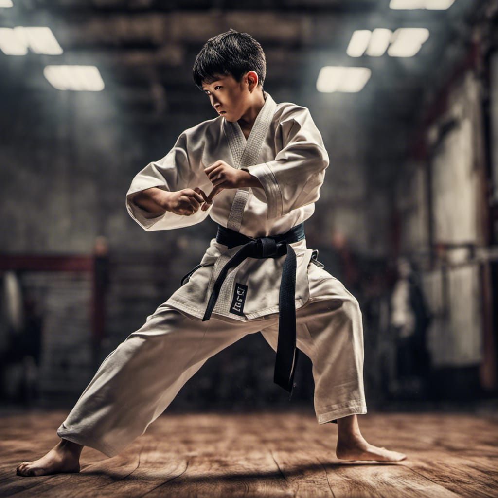 Hyperrealistic Boy Teakwondo Training in HDR
