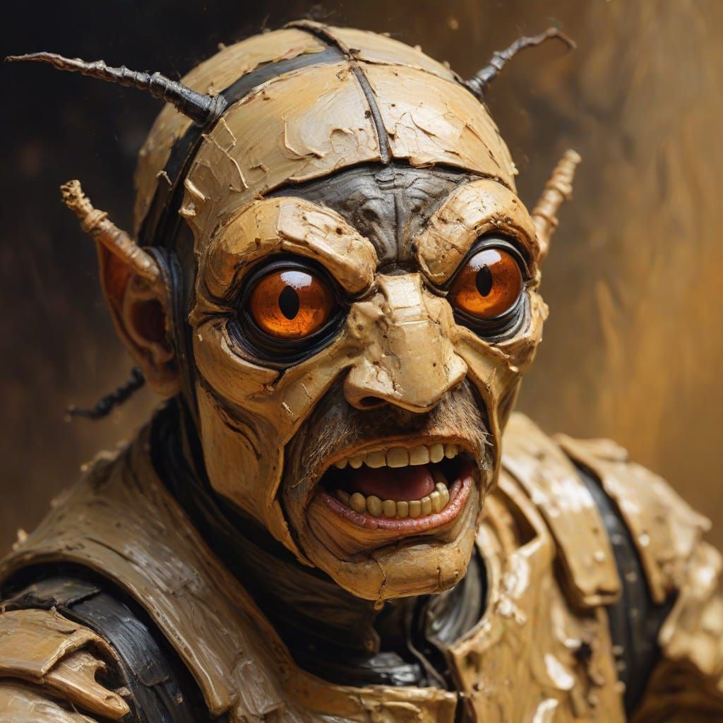 Expressionist Portrait of a Fly-Beetle Man Dancing