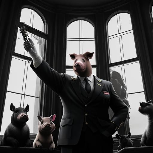 Anthropomorphic Pig Gives Speech to Farm Animals