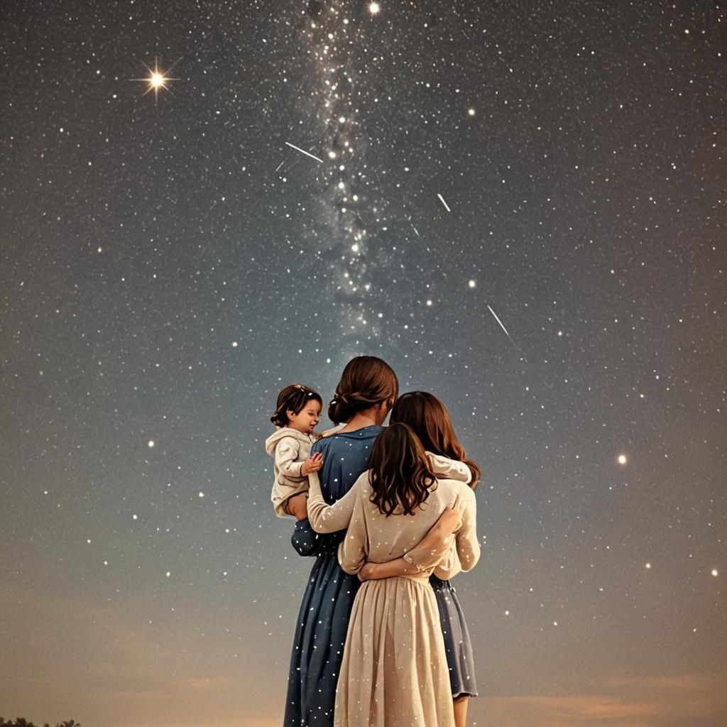 Family Stargazing: Mother, Daughter, Granddaughter Under Sta...