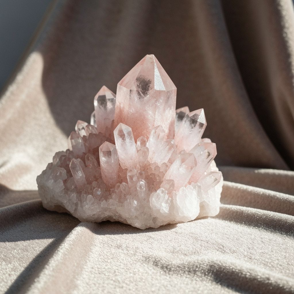 Petalite Crystal Cluster in Dreamy Digital Art Style