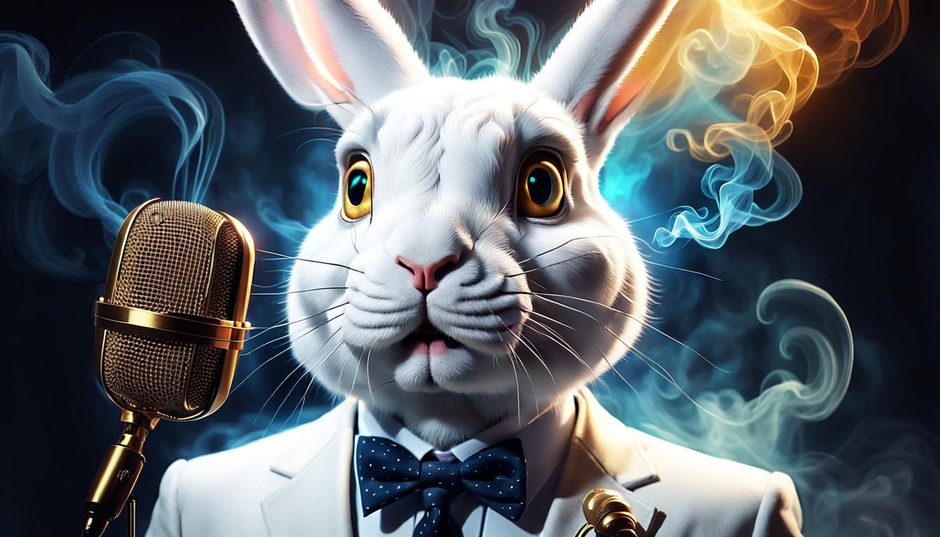 White Rabbit Spokesperson in Surrealist Style