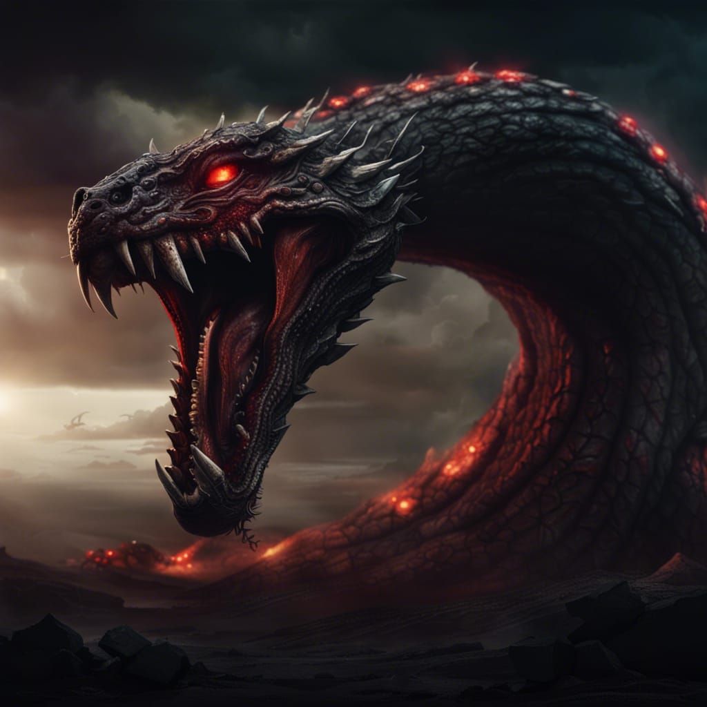 Terrifying Serpent God Devourer: Cinematic Digital Art