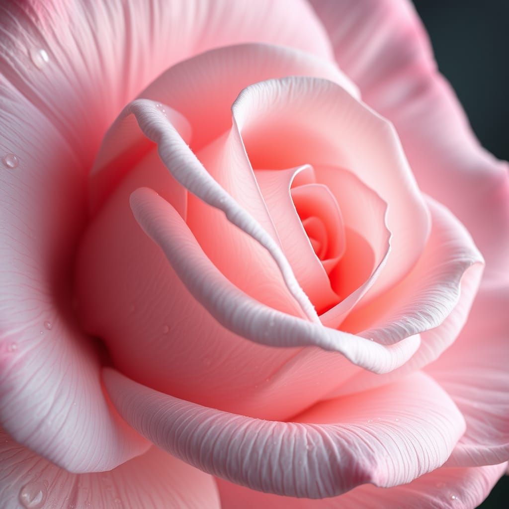 Ethereal Rose with Water Droplets as Detailed Matte Painting