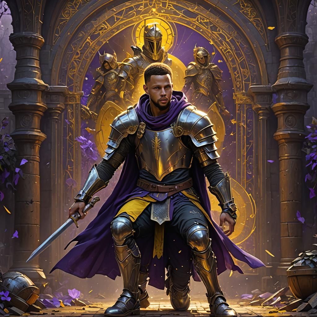 Steph Curry as a Knight in Dark Fantasy Art