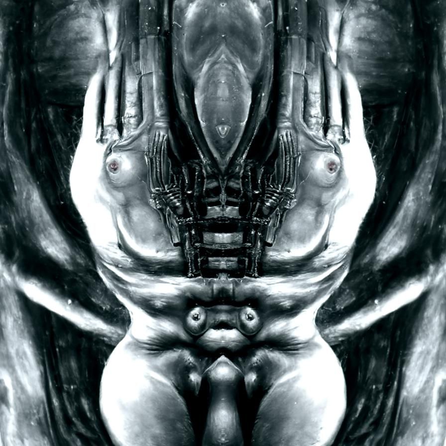Striking Nude Figure in Giger Style