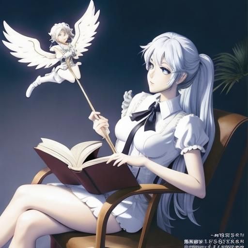 Cupid's Surprise: Anime-Style Encounter with Reading Woman