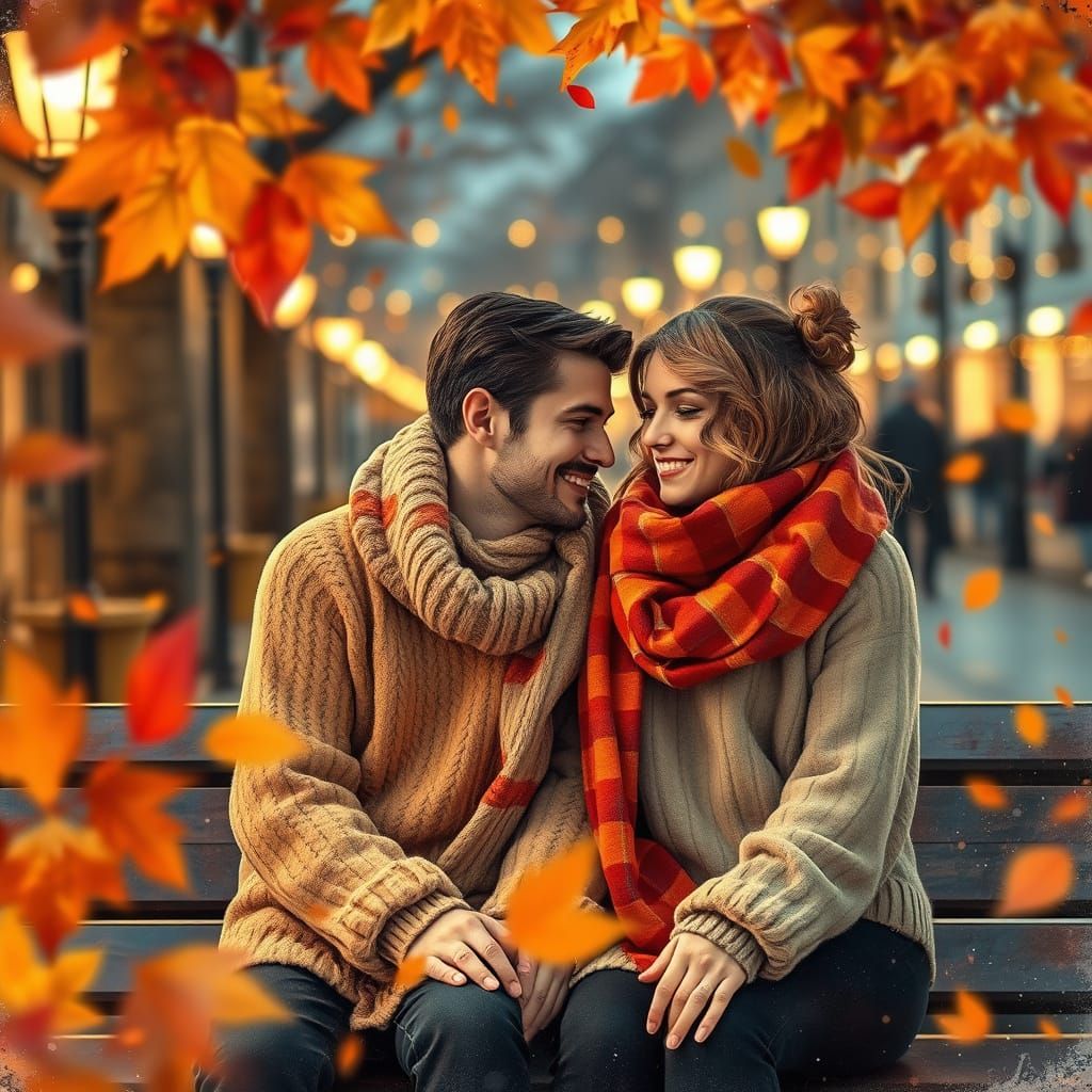 Cozy Autumn Evening: A Couple's Loving Gaze