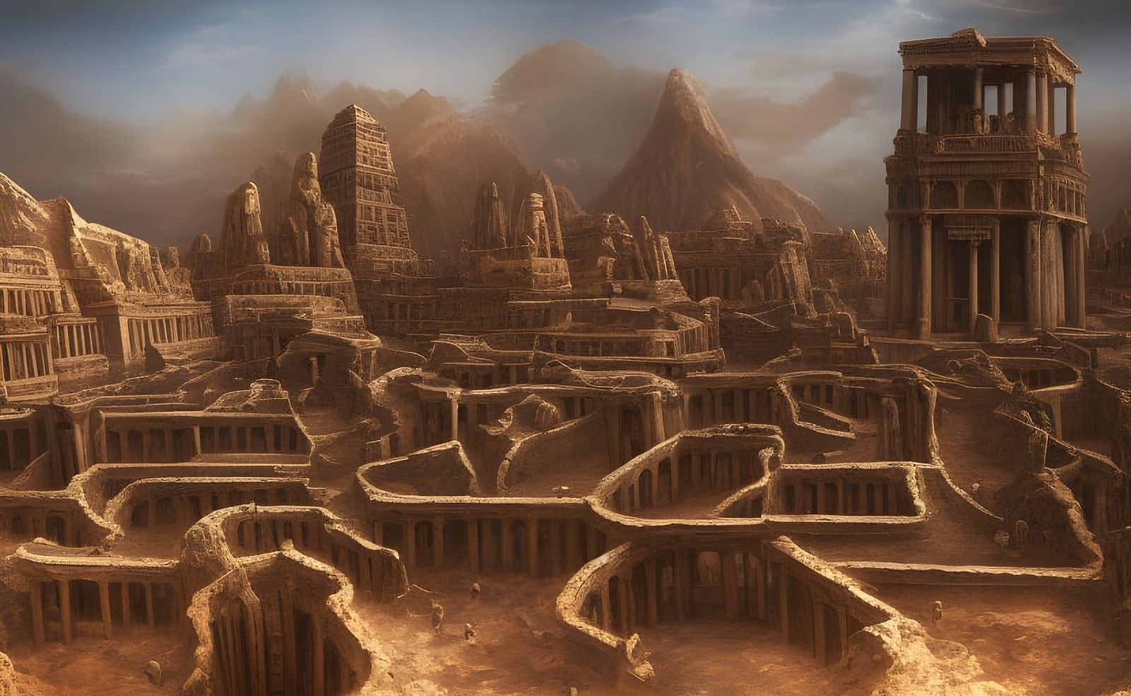 Egyptian Hell Ruins: Beksiński-Inspired Matte Painting