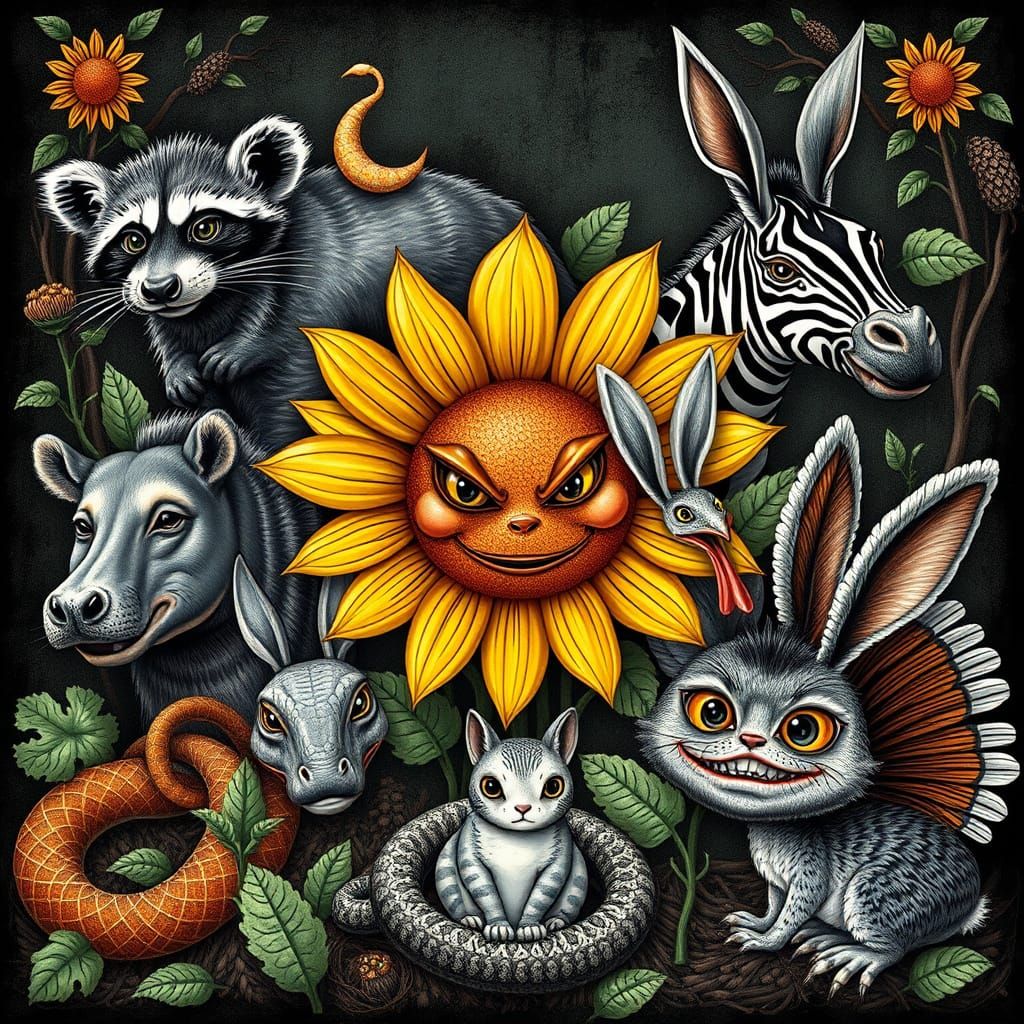 Menagerie of Monstrous Creatures in Vibrant Colors