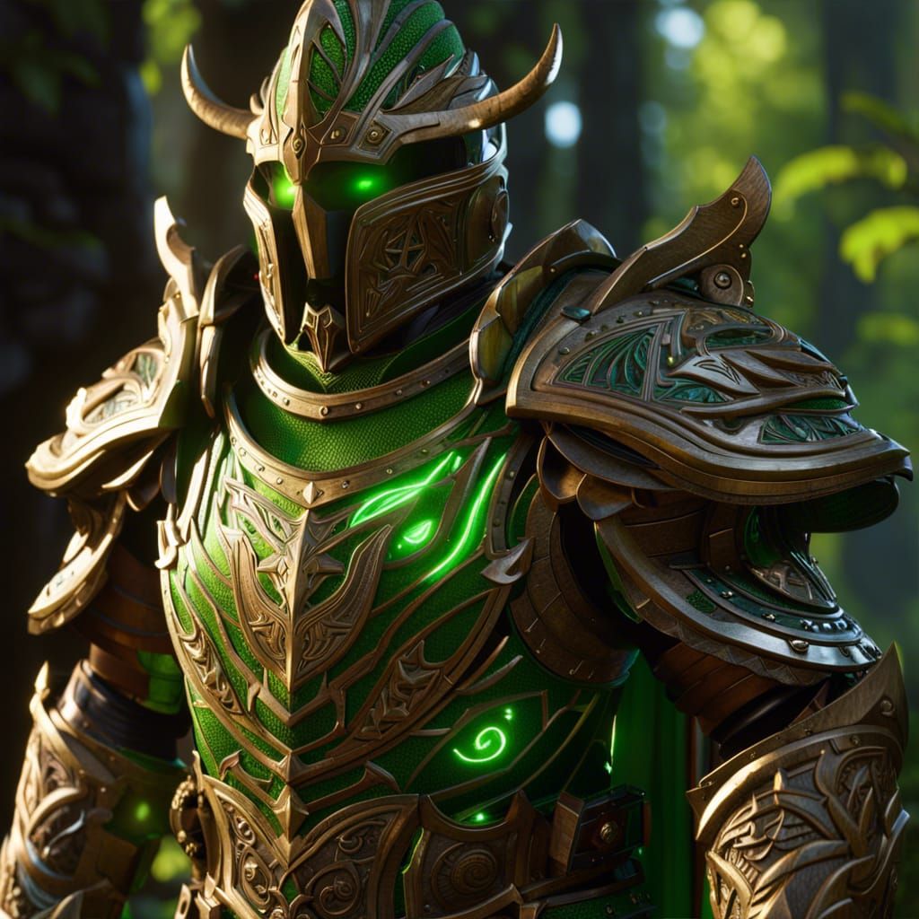 Detailed 3D Magic Druid Armor, Fantasy Art