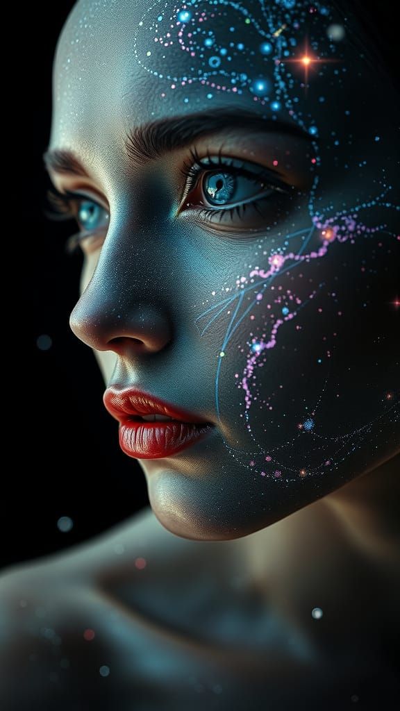 Ethereal Lady with Galaxy Eyes: A Cosmic Portrait