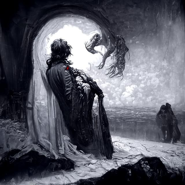 Existential Horror Scene in Doré and Rutkowski Style