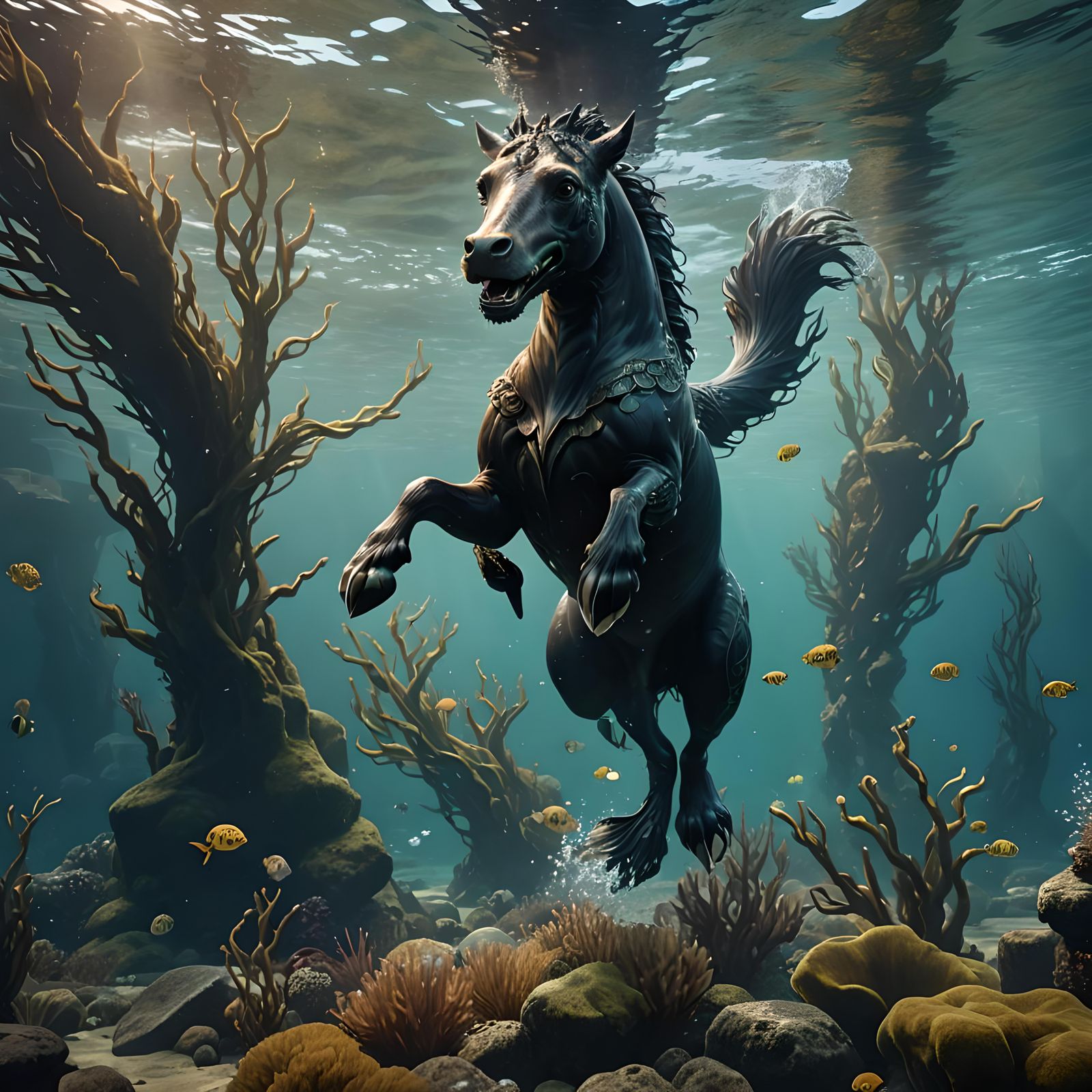 Underwater Celtic Sea Kelpie near Skye in 8k