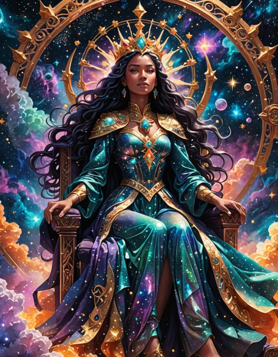 Celestial Witch Princess in Space, Glamour Illustration