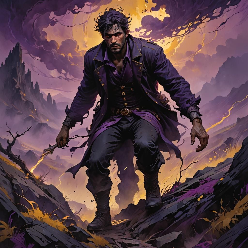 Desperate Search in Hellish Landscape, Dark Fantasy Art