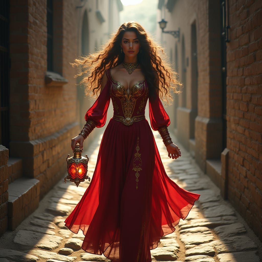 Medieval Woman with Potions, Fantasy Concept Art