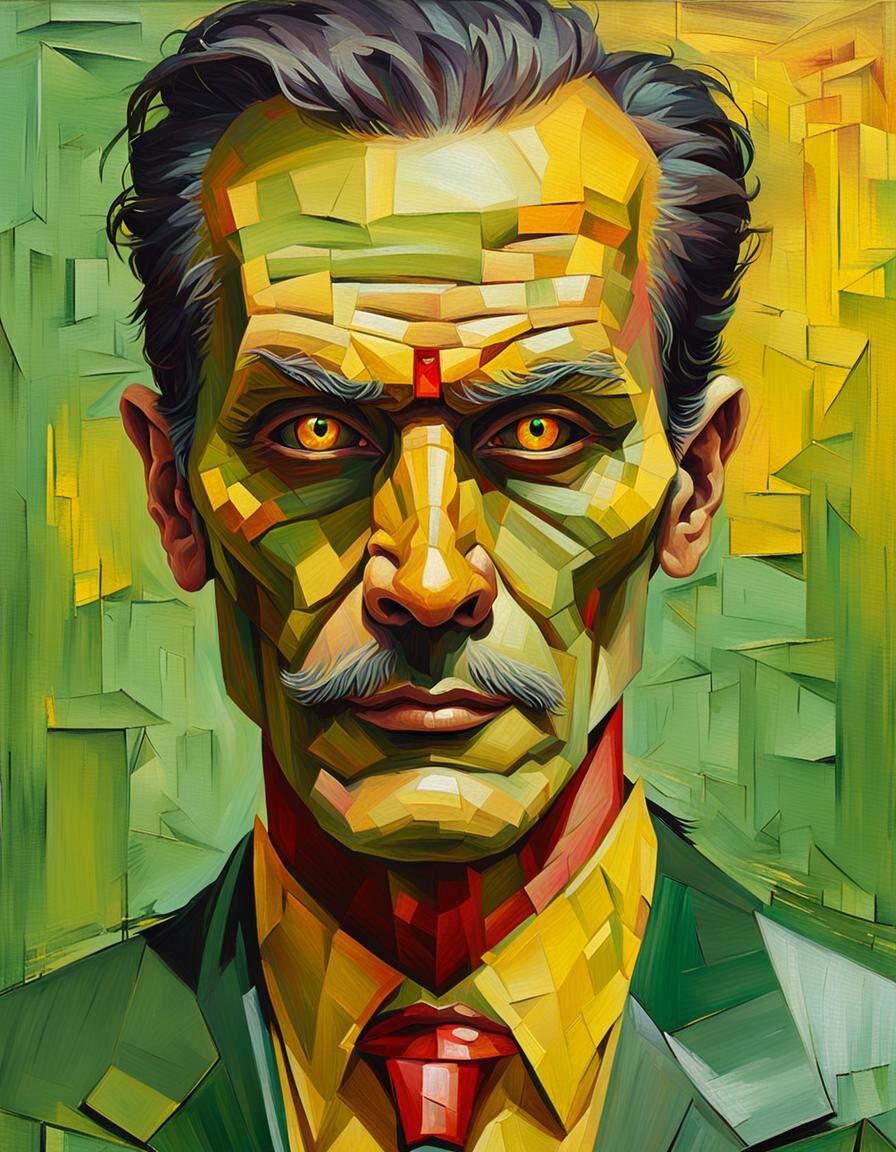 Rhomboid Face Portrait in Sfumato Oil Painting Style