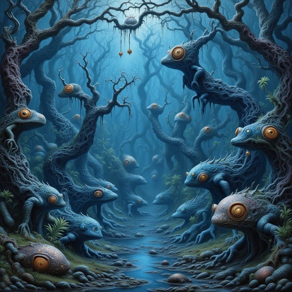 Venus Flytrap Swamp: Surreal Cryptid Landscape