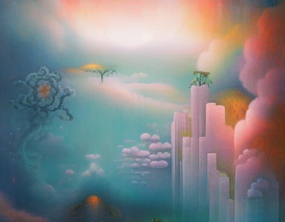 City in the Clouds: Fairytale Art in Rich Colors