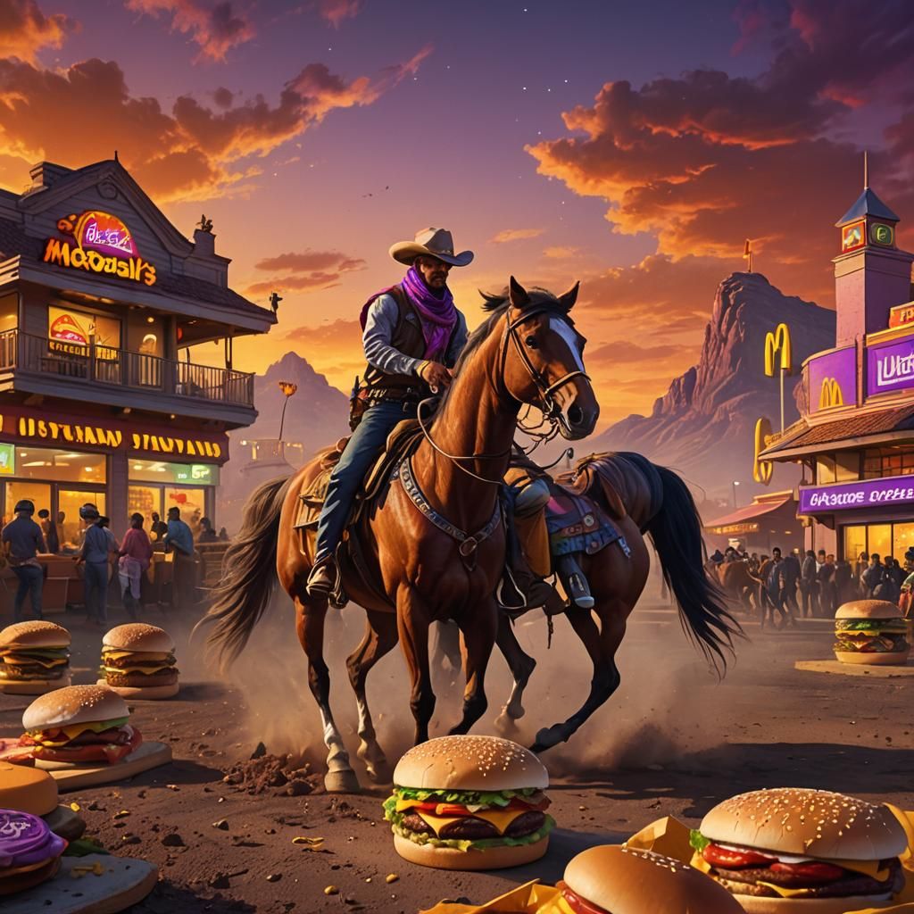 Cowboy Rides Through Western McDonald's Drive-Thru