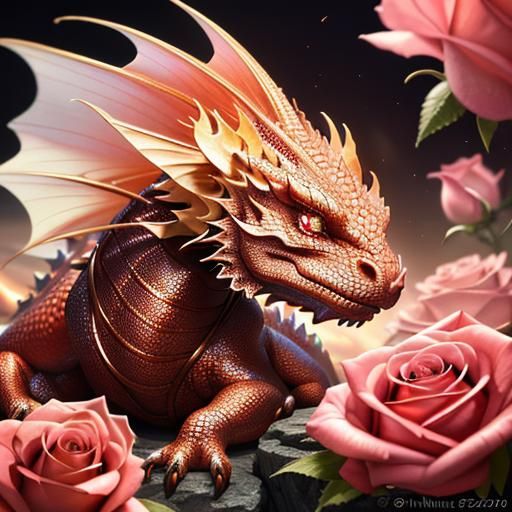 Miniature Cherry Dragon Sleeping in Crystal Cave