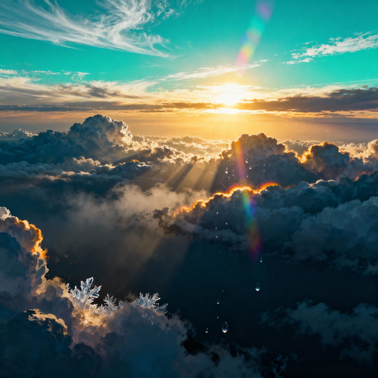 Hyperrealistic Sky with Whispy Clouds and Radiant Sun