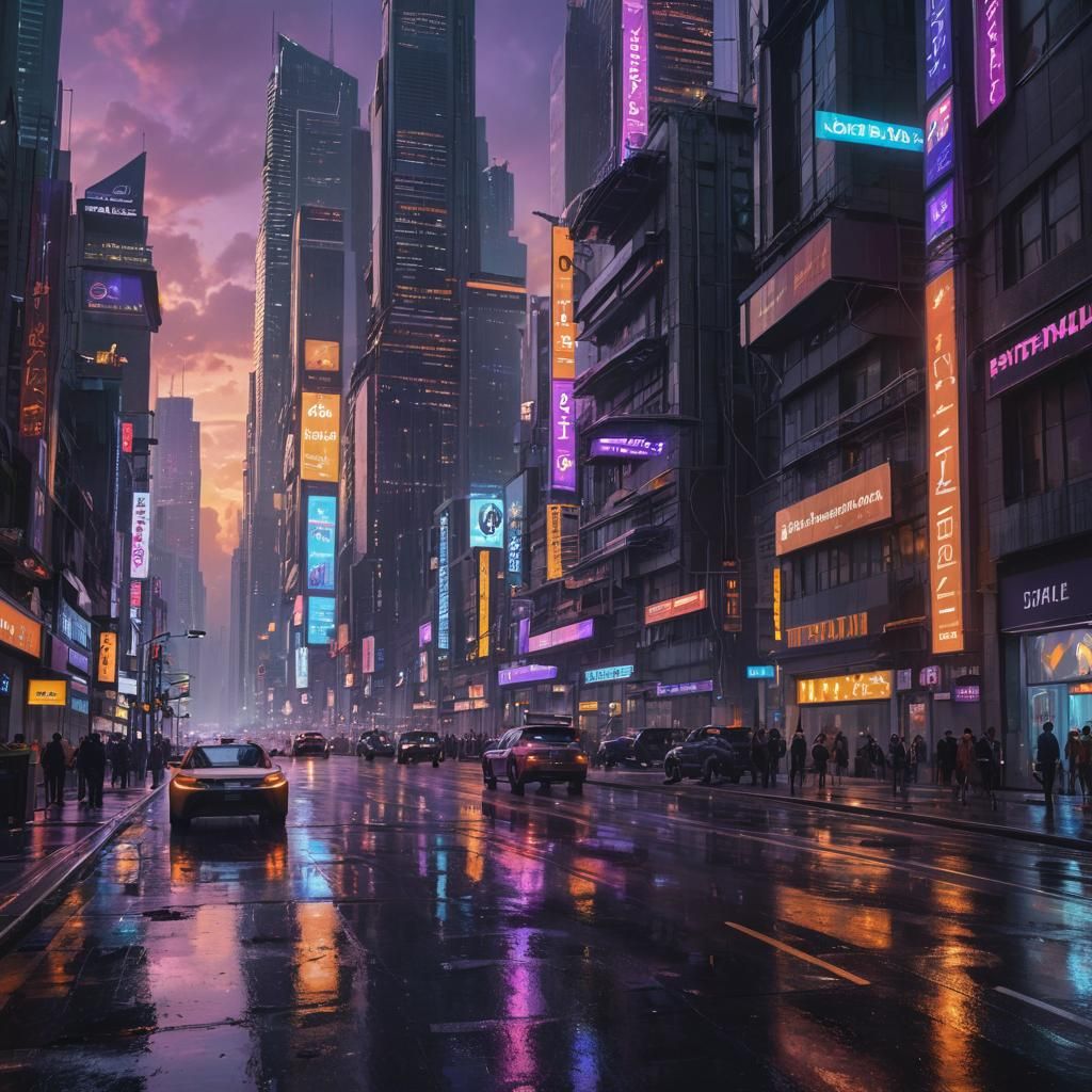 Futuristic Cityscape at Dusk