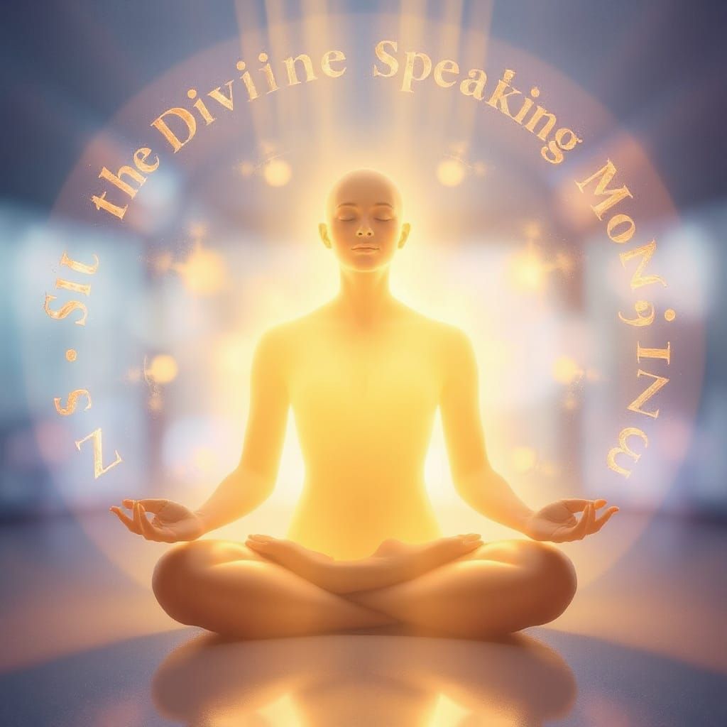 Ethereal Figure Meditating in Golden Light