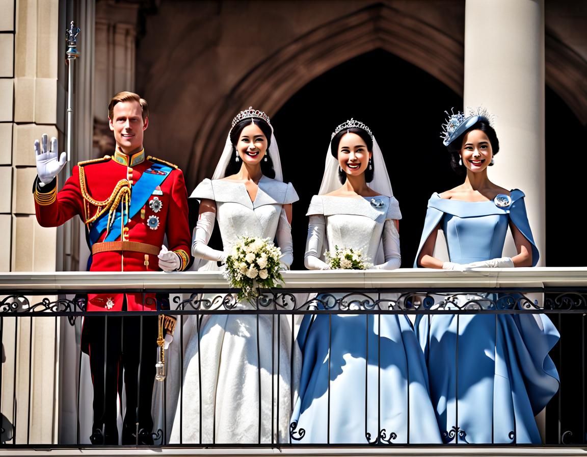 Robot Royal Family Waving from Balcony